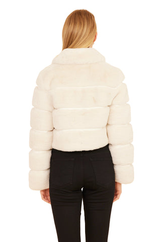 Paneled Faux Fur Vegan Leather Cropped Jacket