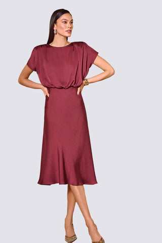 Recycled Satin Blouson A-Line Dress