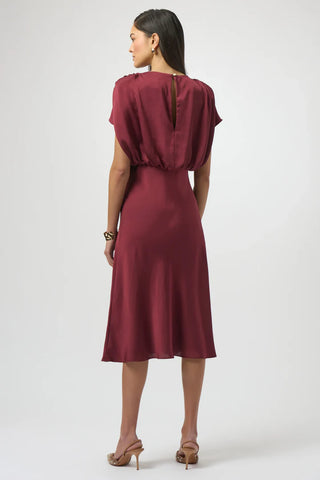 Recycled Satin Blouson A-Line Dress