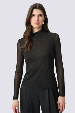 Rhinestone Mesh Long Sleeve Top