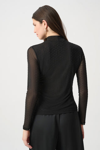 Rhinestone Mesh Long Sleeve Top