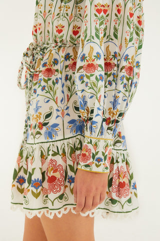 STITCHED GARDEN OFF-WHITE MINI DRESS