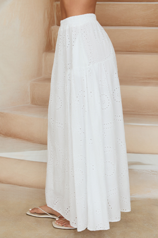 EYELET MAXI SKIRT WITH POCKETS