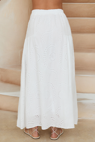 EYELET MAXI SKIRT WITH POCKETS