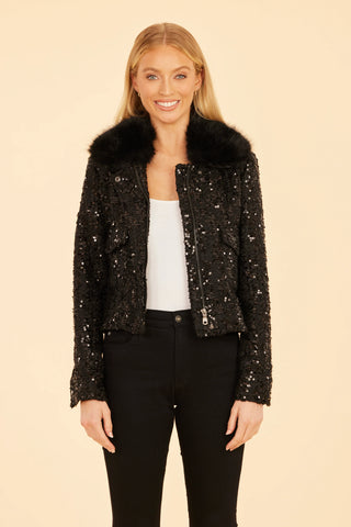 TRIMMED SEQUIN JACKET