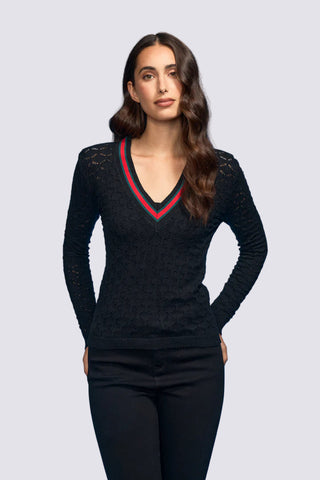 V-NECK 2PC KNIT TOP W/ JERSEY TANK