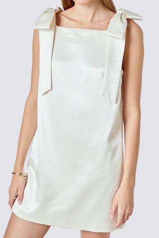 VELVET SATIN BOW MINI DRESS