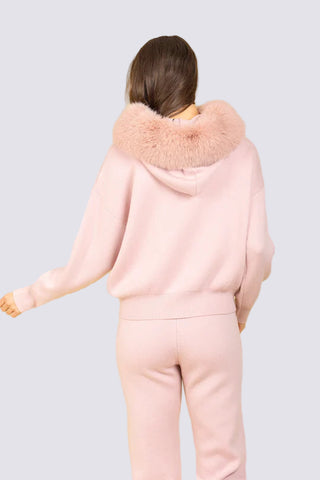 Hooded Sweater with Faux Fur Trim