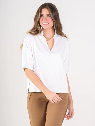POPPY TOP - WHITE COTTON POPLIN