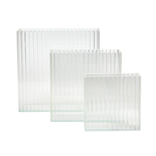 RIBBED WINDOWS SQUARE VASE - SMALL