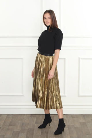 ANTIQUE GOLD PLEATED SKIRT
