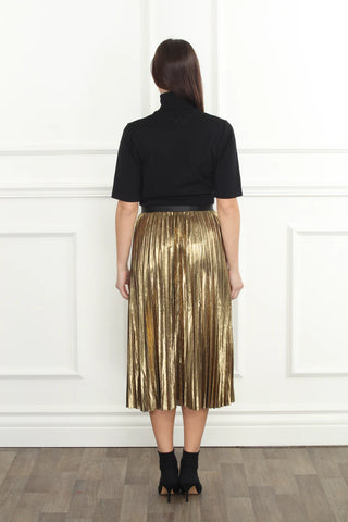 ANTIQUE GOLD PLEATED SKIRT