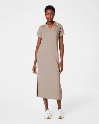 AIRESSENTIALS PIQUE POLO MIDI DRESS