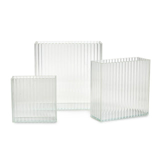 RIBBED WINDOWS SQUARE VASE -  MEDIUM