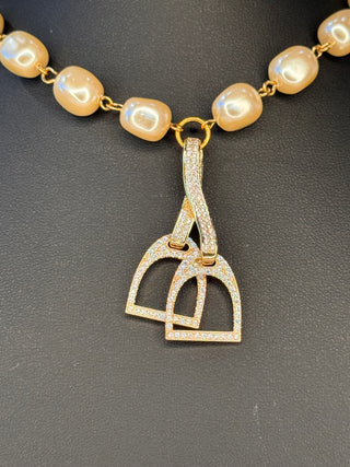 Vintage Rhinestone Horse Bit Chain Necklace