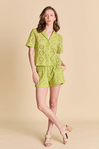 EMBROIDERED COTTON CAMP SHORT