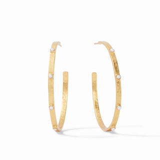 Crescent Stone Hoop-Pearl-XL