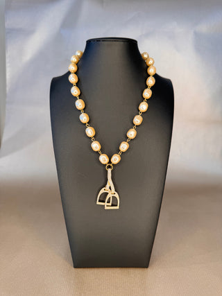 Vintage Rhinestone Horse Bit Chain Necklace